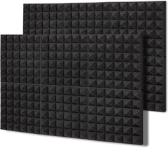Thick Acoustic Foam Panels, 12 X 12 X 2 Inches 12 Pcs Pyramid Sound Absorbing Fo