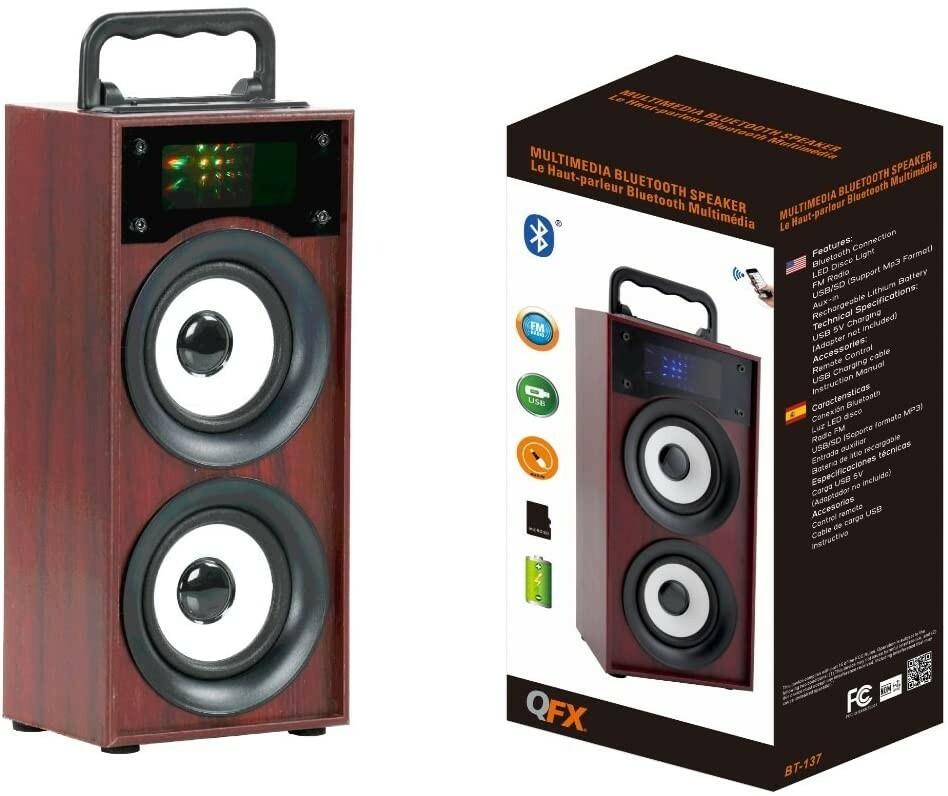 Qfx Bt-137 Portable Multimedia Bluetooth Speaker W/Fm