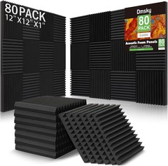 80 Pack Sound Proof Foam Panels for Studio Recording and Home Acoustic Treatment