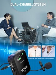 SYNCO G2(A2) Wireless Lavalier Microphone Dual-Channel Lapel Mic for DSLR Camera