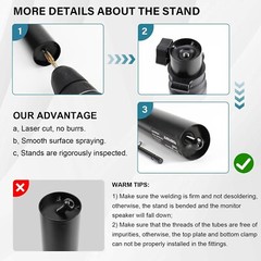 Set of 2 Desktop Clamp Speaker Stands Short Studio Monitor Stands Height Adjust
