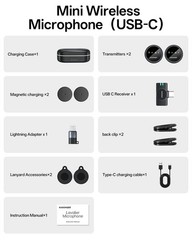 Wireless Lavalier Microphone for iPhone 17/16/15/14, iPad & Android, Magnetic…