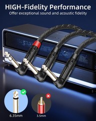 Guitar Cable Right Angle 1/4 inch TRS Stereo to Right Angle Dual 1/4 inch TS …