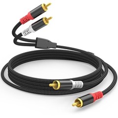 RCA Audio Cable 6.6FT – Dual 6.6FT-1Pack Black Braid Jacket Male to Male