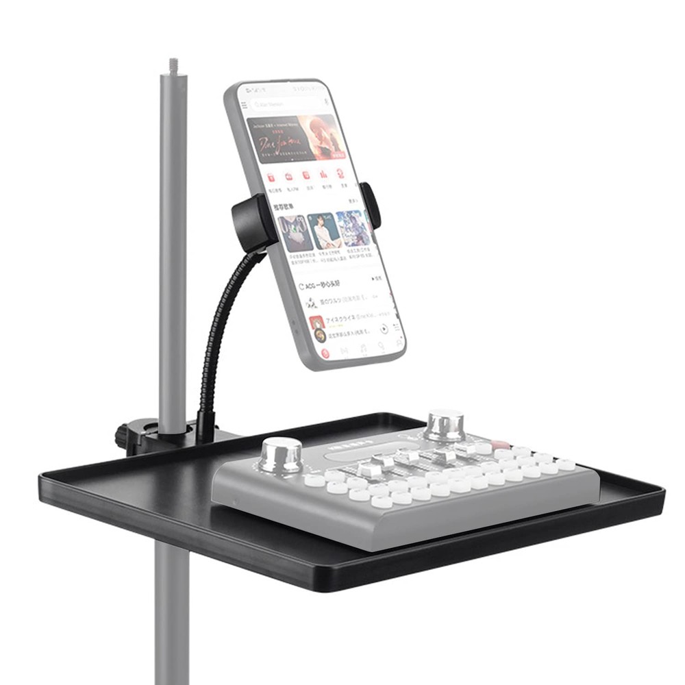 Phone holder Microphone Stand Tray, Clamp-On Rack Tray,Cell Phone Stand for M…