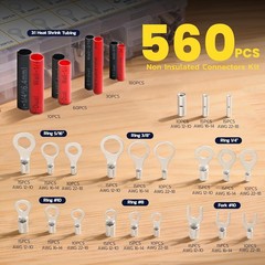 haisstronica Non Insulated Wire Connectors Kit 560 PCS – AWG 22-10 black