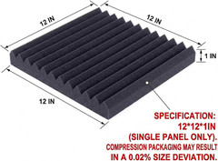 52 Pack Acoustic Foam Panel Wedge Studio Soundproofing Wall Tiles 12″ X 12″ X 1″