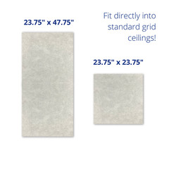 Sound Absorbing Acoustical Grid Ceiling Tiles, White/Grey 23.75″ x 23.75″ x 1″