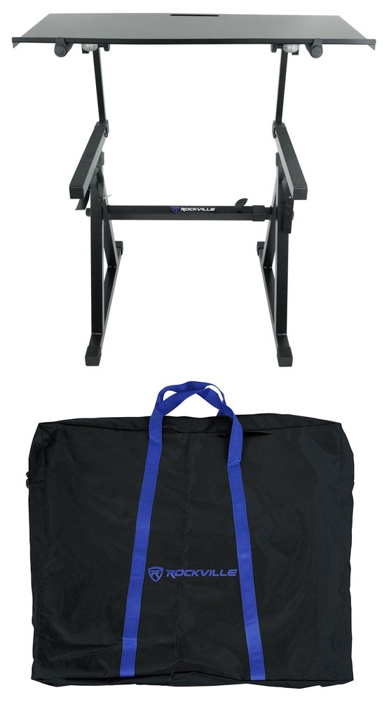 Rockville Z55 Z-Stand Adjustable 2-Tier Keyboard Stand w/Shelf + Travel Bag
