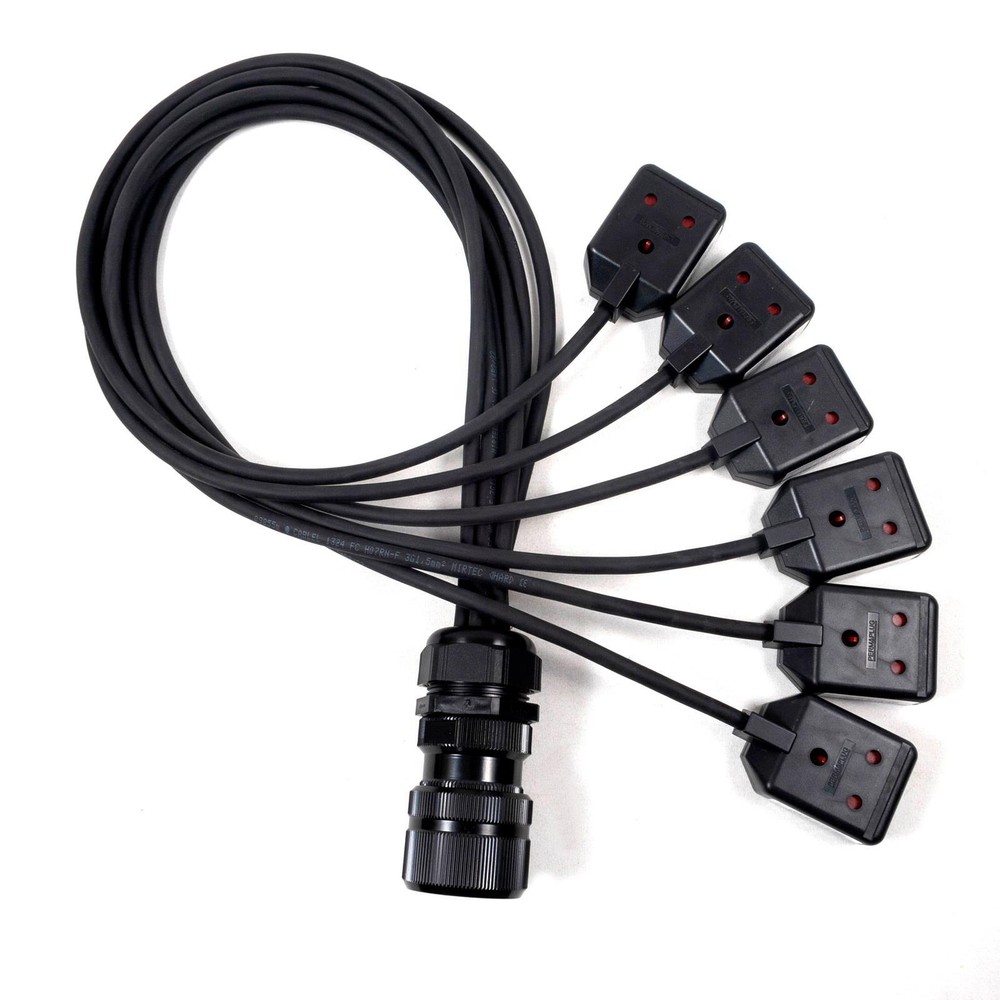 Socapex Spider – Male socapex to Female 15amp Sockets