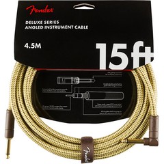 Fender Deluxe Series Straight to Angle Instrument Cable 15 ft. Yellow Tweed