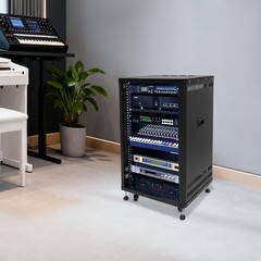 DJ Mixer Stand Rolling Network Cabinet Mixing Stand Audio Rack with 4 Wheels