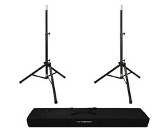 2x Ultimate Support TS-80B Lift-Assist Speaker Stand + Carry Bag 90D