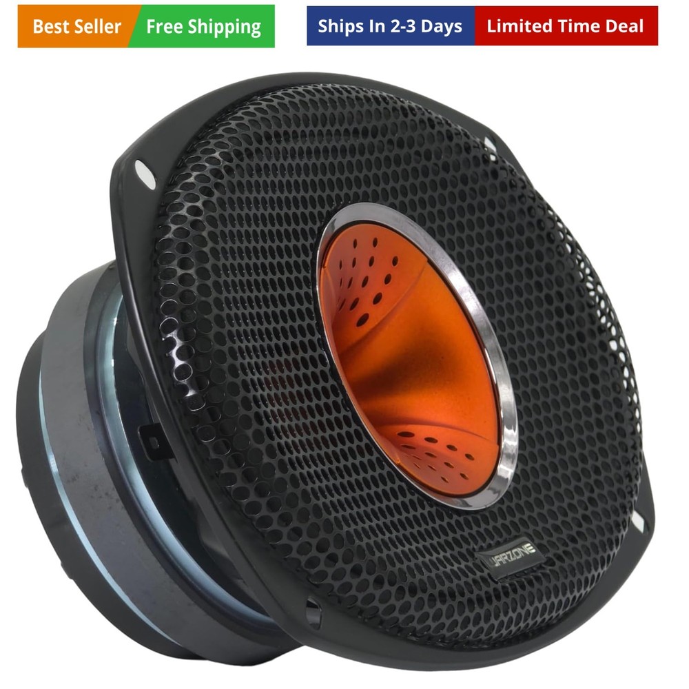 6×9-Inch Mid-Range + Driver Speaker, 1200W Max, 4 Ohms, 30oz Magnet, Black St…