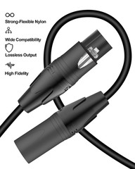 XLR Microphone Cable 10 FT 2 Pack, XLR Male and Female Patch Cables with 3-Pin B