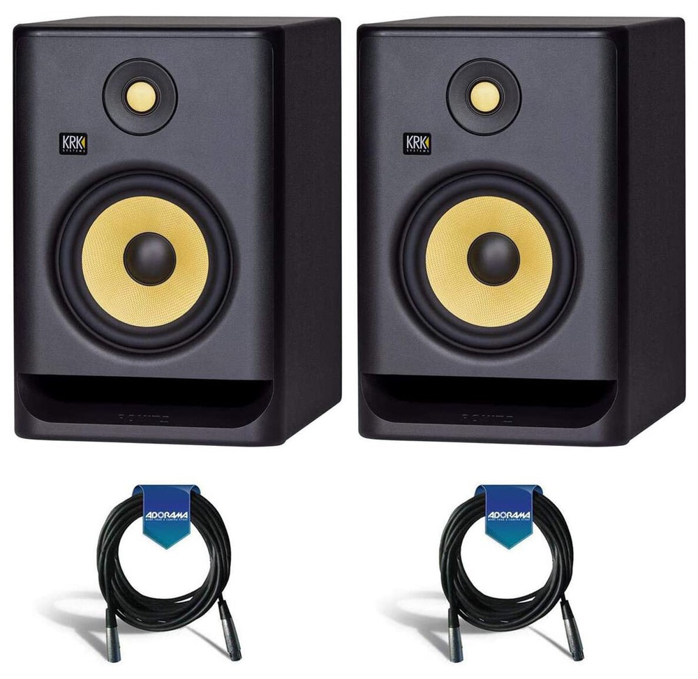 2x KRK ROKIT 7 G4 7″ Powered Near-Field Studio Monitor Black + 2x XLR Cables