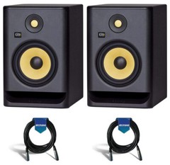 2x KRK ROKIT 7 G4 7″ Powered Near-Field Studio Monitor Black + 2x XLR Cables