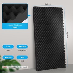 2 Pack Acoustic Panels,es Egg Crate Foam soundproof 48X24X2 Inch Black 2 Pack