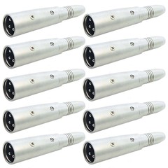 10x XLR 3P Male to 1/4″ 6.35mm Stereo Female Adapter Converter Connector Nickel