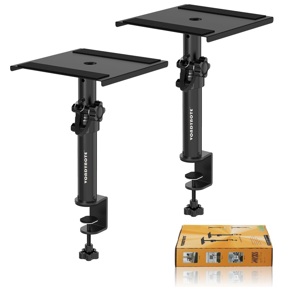Vondynote Set of 2 Desktop Clamp Speaker Stands Short Studio Monitor Black