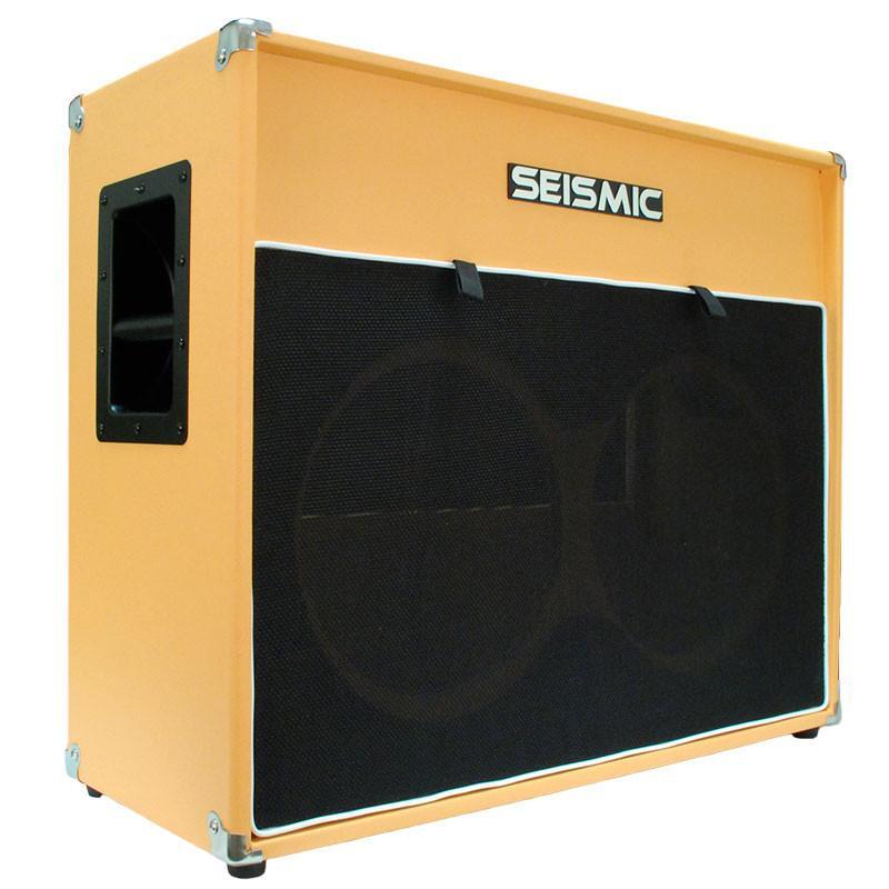 Vintage Empty 2×12″ Guitar Cabinet – Orange Tolex / Black Cloth Grill