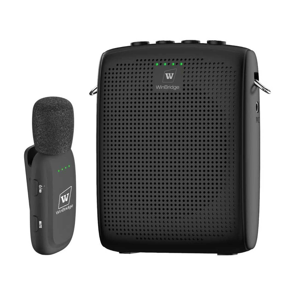 WinBridge Wireless Voice Amplifier for Teachers – Lapel Mic WB005New, Black