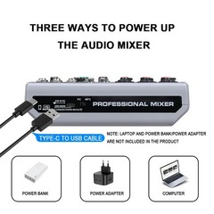 BOMGE Audio Mixer, Sound Board Mixing Console with 5 Channel Digital USB Bluetoo