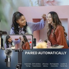 Wireless Lavalier Microphone iPhone Android USB-C Clip Mic-Live Streaming Video