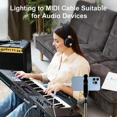MeloAudio Lightning to MIDI Cable USB 2.0 5 feet, White