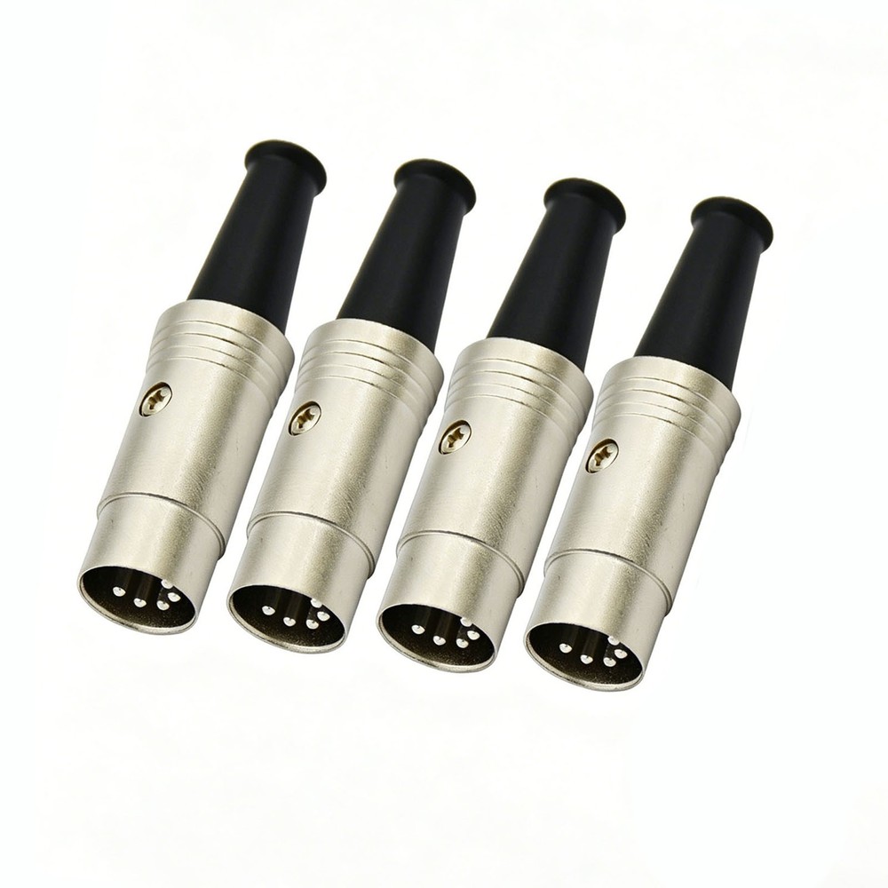 4PCS 5 Pin DIN MIDI Male Connector Heavy Duty Metal Solder Plug for Audio Cable