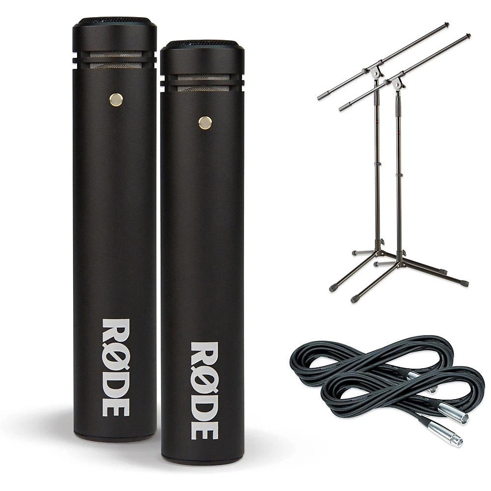 RODE M5 Compact 1/2″ Condenser Mic Matched Pair Cable/Stand Drum Overhead Pack