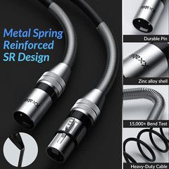 XLR to XLR Cable (6 Feet, 2 Pack) Multiple Premium Microphone Cables, Heavy Duty