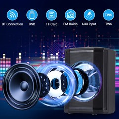 2400W Portable Tiltable Bluetooth Speaker Subwoofer 8in Heavy Bass Sound System