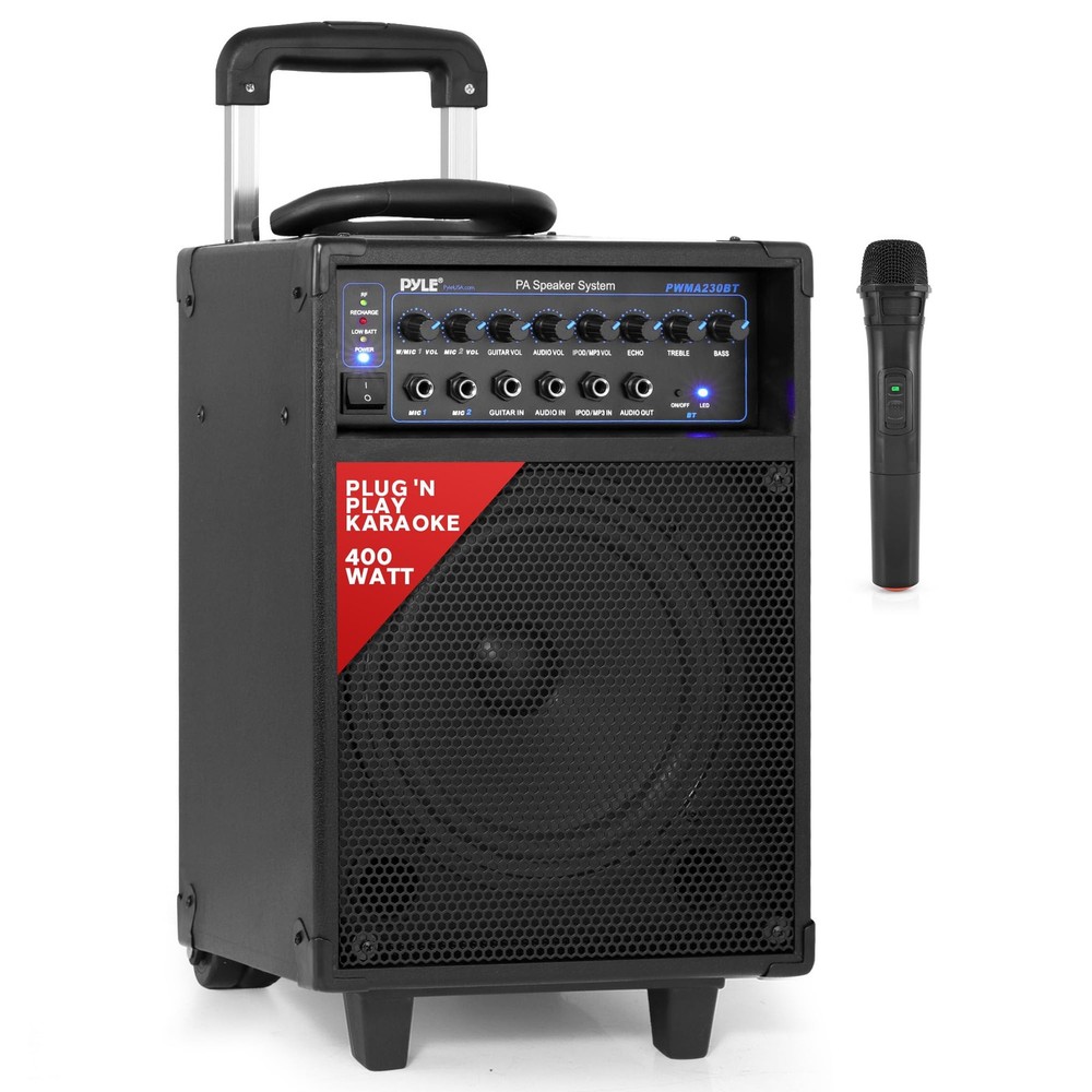 Wireless Portable PA Speaker System – 400W Bluetooth 8″ – 400w, Black