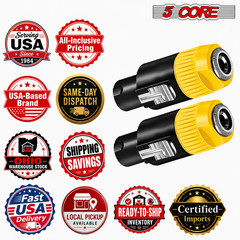 5 Core Speakon 1/4″ Female – Male Connectors Pair 4 Pole SpeakON Connector