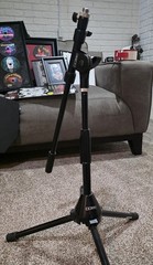 DR PRO Black Metal Microphone Stand Tripod Base w/ Boom Arm, Height Adjustable