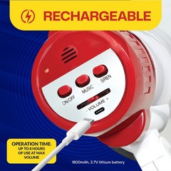 Rechargeable Megaphone Bullhorn Speaker, 1000 Yard Range, Lightweight, Siren