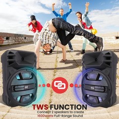 Pyle 12“ Portable Bluetooth Speaker System – 800 Watts – One Size, Black