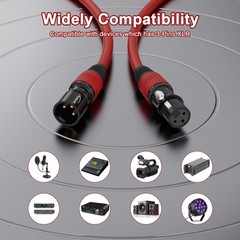 XLR Cables, XLR Male to Female 10ft, Gold-Plated 3 Pins Microphone Cable Colo…