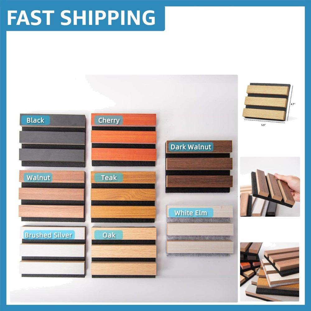 Elegant Wood Slat Acoustic Panels – 3D Textured Noise Reduction Samples Pack