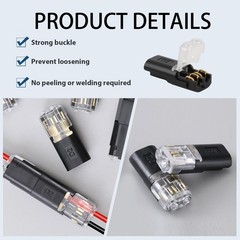 Vvluvva 50 Pcs Double Wire Plug in Connector, 2 Pin Low Voltage LED Black