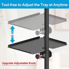 Universal Metal Clamp-On Shelf Pole Stand For TV Cart Speaker 11.7×7.8 Inch