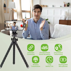 Lavalier Wireless Microphone Audio Video Recording Mini Mic For iPhone/Android