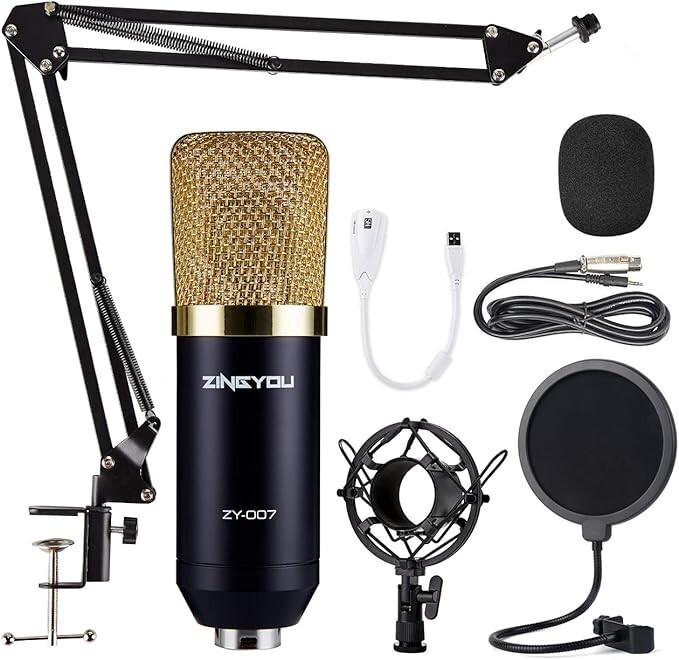 ZINGYOU Condenser Microphone Bundle, ZY-007 Professional Cardioid Studio Mic