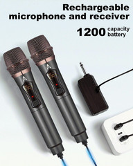 Wireless Microphones, Metal Dynamic Microphone System with Rechargeable Receiver