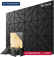 18 Pack Geometric Design Sound Proof Foam Panels for Walls 12″x12″x0.4″ Fabric |
