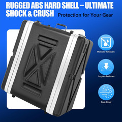 4U Waterproof ABS Rack Case with Foam for Mic Systems, Amps & Mixers