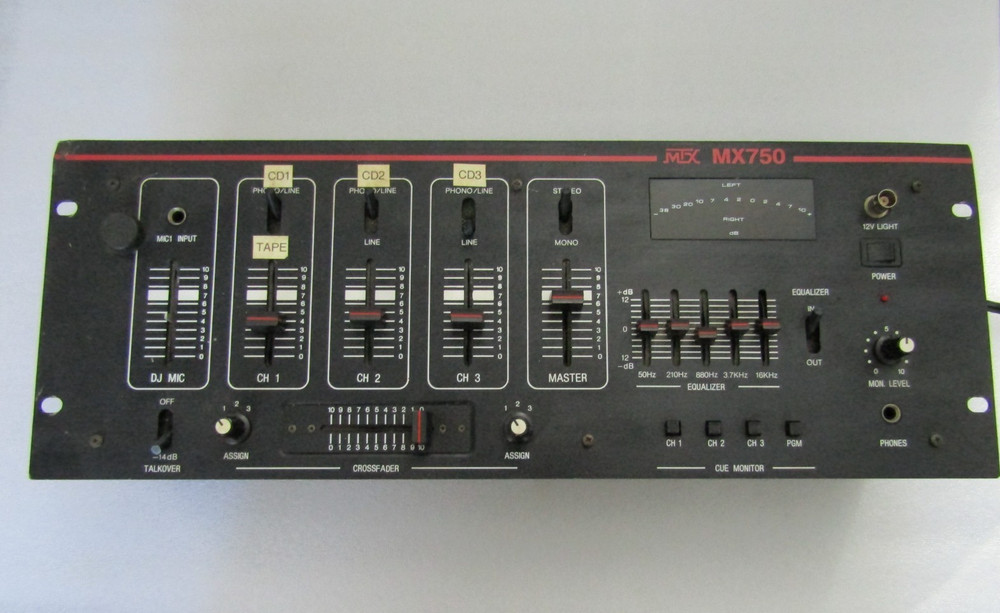 MTX MX750 DJ Mixer Pre Amp Crossfader Talkover Monitor Amplifier Music Equalizer