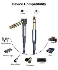 Elebase 1/4 Inch TRS Instrument Cable 30ft 2-Pack,Right-Angled to Straight 6….