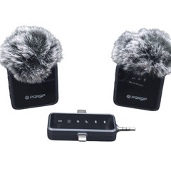 PQRQP GT19 3 in 1 Wireless Lavalier Microphone 2 Mics New